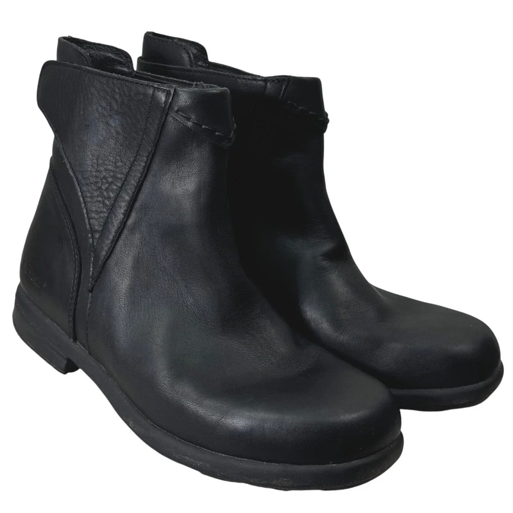 L.L. Bean‎ Ankle Boots Womens 7 Black Leather Side Zip Low Heel 0BPG504 Classic